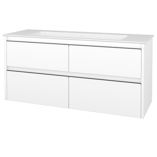 Skříňka pod umyvadlo BONO SZZ4 120 (umyvadlo Pura)  - N01 Bílá lesk - Úchytka T33 - černá mat - N01 Bílá lesk