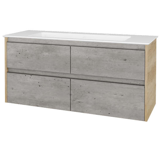 Skříňka pod umyvadlo BONO SZZ4 120 (umyvadlo Pura)  - D15 Nebraska - Úchytka T33 - černá mat - D01 Beton