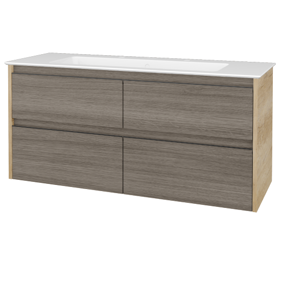 Skříňka pod umyvadlo BONO SZZ4 120 (umyvadlo Pura)  - D15 Nebraska - Úchytka T33 - černá mat - D03 Cafe