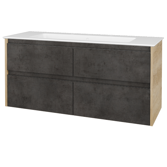 Skříňka pod umyvadlo BONO SZZ4 120 (umyvadlo Pura)  - D15 Nebraska - Úchytka T33 - černá mat - D16 Beton tmavý