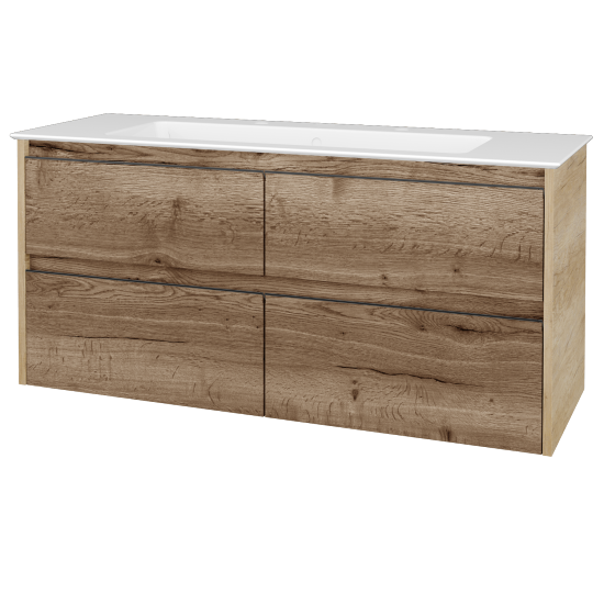 Skříňka pod umyvadlo BONO SZZ4 120 (umyvadlo Pura)  - D15 Nebraska - Úchytka T33 - černá mat - D21 Tobacco