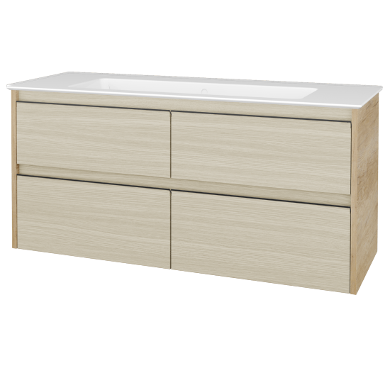 Skříňka pod umyvadlo BONO SZZ4 120 (umyvadlo Pura)  - D15 Nebraska - Úchytka T33 - černá mat - D04 Dub