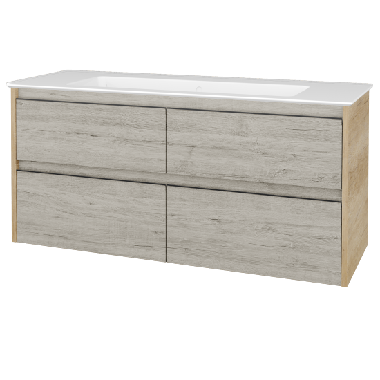 Skříňka pod umyvadlo BONO SZZ4 120 (umyvadlo Pura)  - D15 Nebraska - Úchytka T33 - černá mat - D05 Oregon