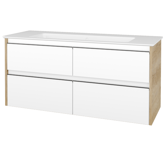 Skříňka pod umyvadlo BONO SZZ4 120 (umyvadlo Pura)  - D15 Nebraska - Úchytka T33 - černá mat - N01 Bílá lesk