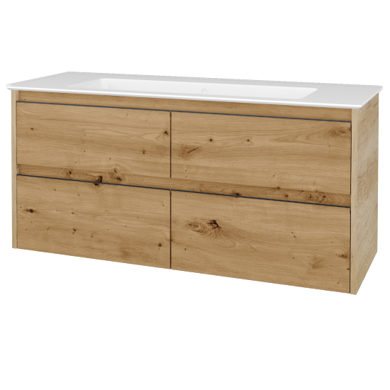 Skříňka pod umyvadlo BONO SZZ4 120 (umyvadlo Pura)  - D15 Nebraska - Úchytka T33 - černá mat - D22 Karamel