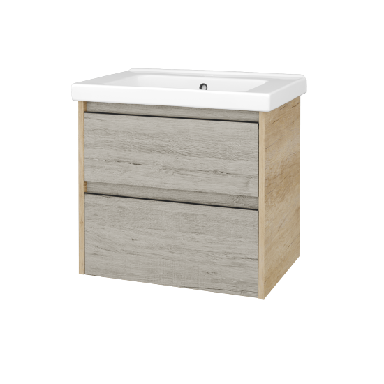 Skříňka pod umyvadlo BONO SZZ2 65 (umyvadlo Harmonia)  - D15 Nebraska - Úchytka T33 - černá mat - D05 Oregon