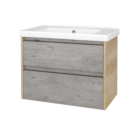 Skříňka pod umyvadlo BONO SZZ2 80 (umyvadlo Harmonia)  - D15 Nebraska - Úchytka T33 - černá mat - D01 Beton