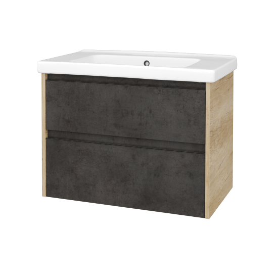 Skříňka pod umyvadlo BONO SZZ2 80 (umyvadlo Harmonia)  - D15 Nebraska - Úchytka T33 - černá mat - D16 Beton tmavý