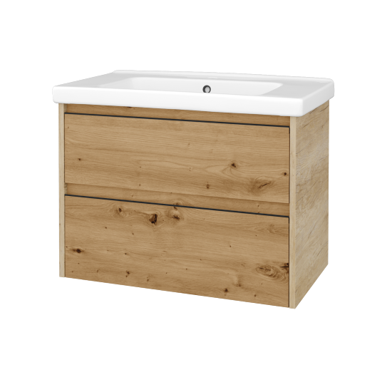 Skříňka pod umyvadlo BONO SZZ2 80 (umyvadlo Harmonia)  - D15 Nebraska - Úchytka T33 - černá mat - D22 Karamel