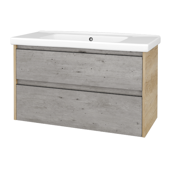 Skříňka pod umyvadlo BONO SZZ2 100 (umyvadlo Harmonia)  - D15 Nebraska - Úchytka T33 - černá mat - D01 Beton