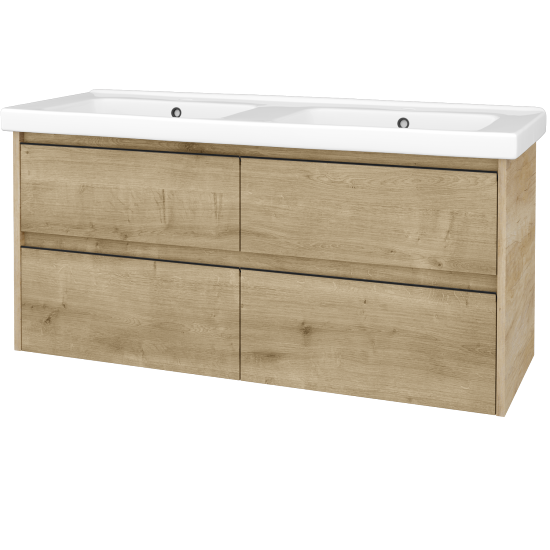 Skříňka pod umyvadlo BONO SZZ4 125 (dvojumyvadlo Harmonia)  - D15 Nebraska - Úchytka T33 - černá mat - D09 Arlington