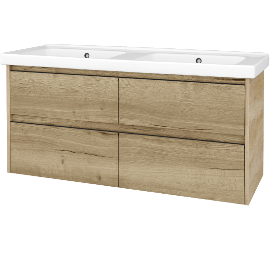 Skříňka pod umyvadlo BONO SZZ4 125 (dvojumyvadlo Harmonia)  - D15 Nebraska - Úchytka T33 - černá mat - D26 Ontario