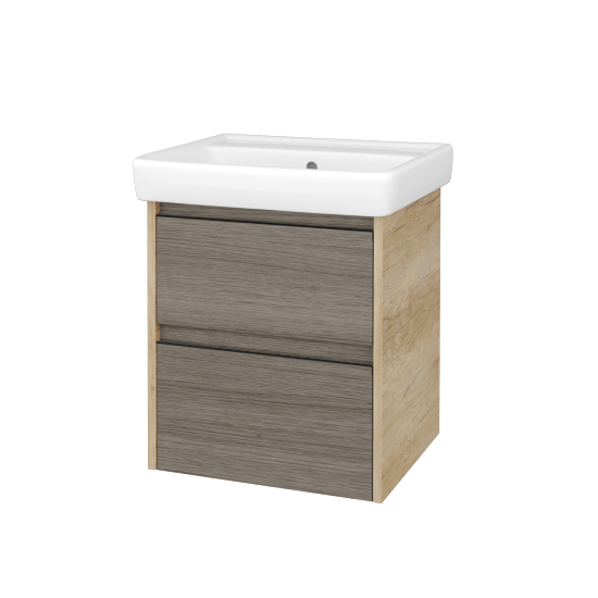 Skříňka pod umyvadlo BONO SZZ2 55 (umyvadlo Q)  - D15 Nebraska - Úchytka T33 - černá mat - D03 Cafe