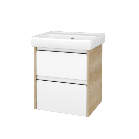 Skříňka pod umyvadlo BONO SZZ2 55 (umyvadlo Q)  - D15 Nebraska - Úchytka T33 - černá mat - N01 Bílá lesk