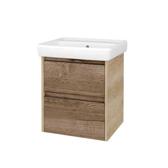 Skříňka pod umyvadlo BONO SZZ2 55 (umyvadlo Q)  - D15 Nebraska - Úchytka T33 - černá mat - D21 Tobacco