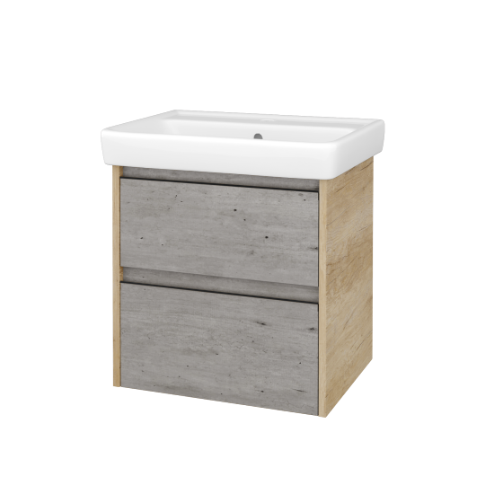 Skříňka pod umyvadlo BONO SZZ2 60 (umyvadlo Q)  - D15 Nebraska - Úchytka T33 - černá mat - D01 Beton