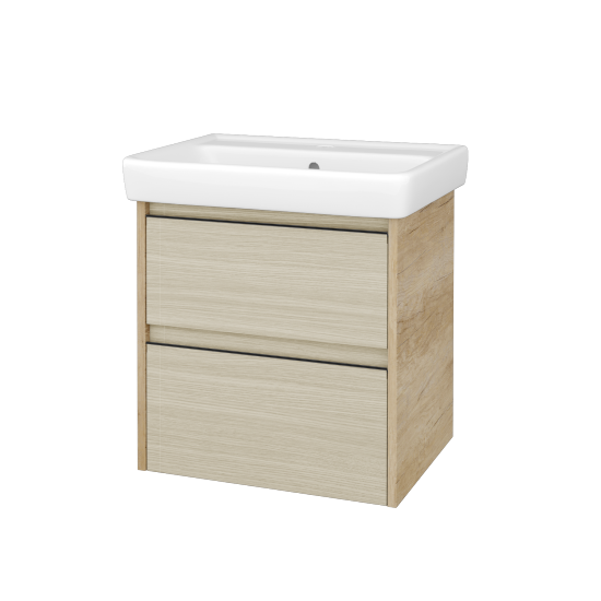 Skříňka pod umyvadlo BONO SZZ2 60 (umyvadlo Q)  - D15 Nebraska - Úchytka T33 - černá mat - D04 Dub