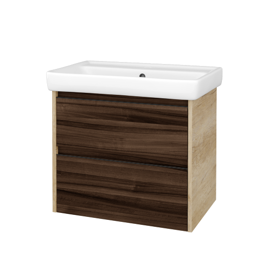 Skříňka pod umyvadlo BONO SZZ2 70 (umyvadlo Q)  - D15 Nebraska - Úchytka T33 - černá mat - D06 Ořech