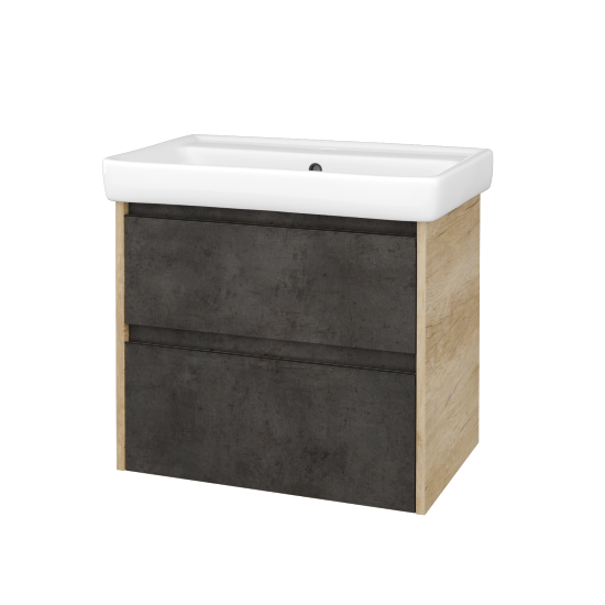 Skříňka pod umyvadlo BONO SZZ2 70 (umyvadlo Q)  - D15 Nebraska - Úchytka T33 - černá mat - D16 Beton tmavý