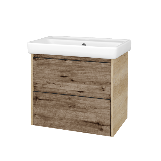 Skříňka pod umyvadlo BONO SZZ2 70 (umyvadlo Q)  - D15 Nebraska - Úchytka T33 - černá mat - D23 Herkules