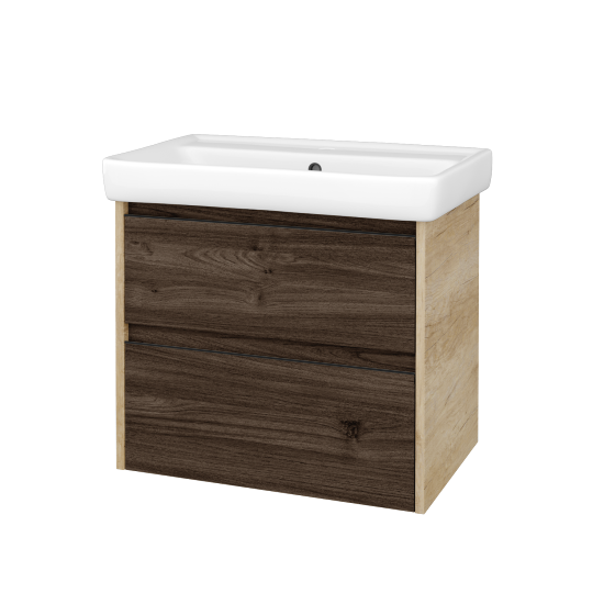 Skříňka pod umyvadlo BONO SZZ2 70 (umyvadlo Q)  - D15 Nebraska - Úchytka T33 - černá mat - D25 Teak