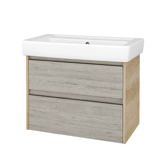 Skříňka pod umyvadlo BONO SZZ2 80 (umyvadlo Q)  - D15 Nebraska - Úchytka T33 - černá mat - D05 Oregon