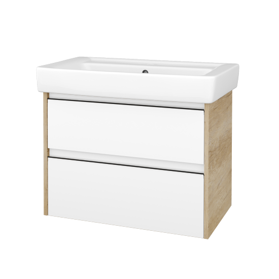 Skříňka pod umyvadlo BONO SZZ2 80 (umyvadlo Q)  - D15 Nebraska - Úchytka T33 - černá mat - N01 Bílá lesk