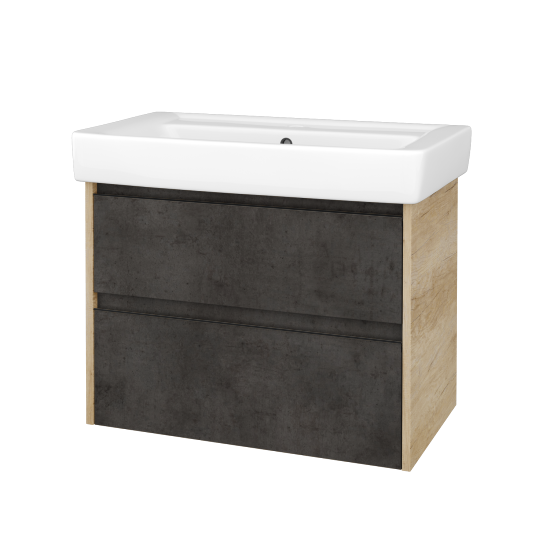 Skříňka pod umyvadlo BONO SZZ2 80 (umyvadlo Q)  - D15 Nebraska - Úchytka T33 - černá mat - D16 Beton tmavý