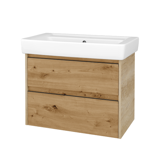 Skříňka pod umyvadlo BONO SZZ2 80 (umyvadlo Q)  - D15 Nebraska - Úchytka T33 - černá mat - D22 Karamel