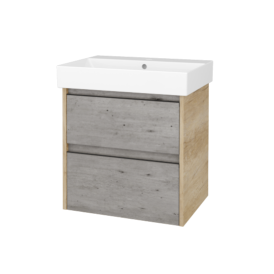 Skříňka pod umyvadlo BONO SZZ2 60 (umyvadlo Glance)  - D15 Nebraska - Úchytka T33 - černá mat - D01 Beton