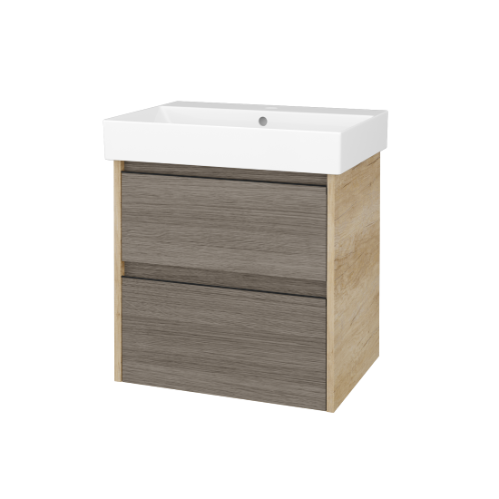 Skříňka pod umyvadlo BONO SZZ2 60 (umyvadlo Glance)  - D15 Nebraska - Úchytka T33 - černá mat - D03 Cafe