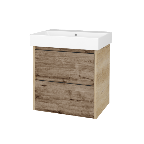 Skříňka pod umyvadlo BONO SZZ2 60 (umyvadlo Glance)  - D15 Nebraska - Úchytka T33 - černá mat - D23 Herkules