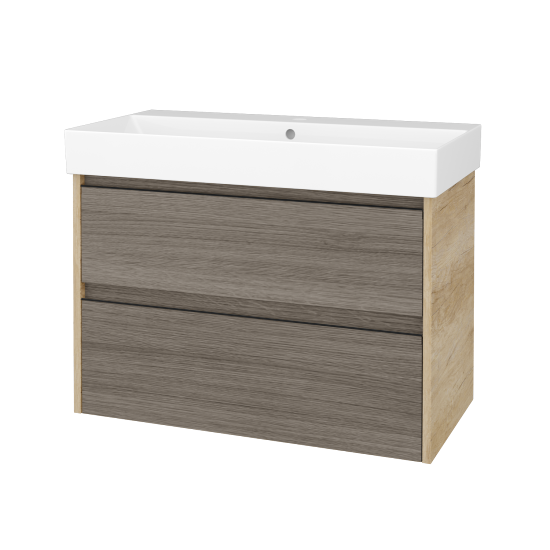 Skříňka pod umyvadlo BONO SZZ2 85 (umyvadlo Glance)  - D15 Nebraska - Úchytka T33 - černá mat - D03 Cafe