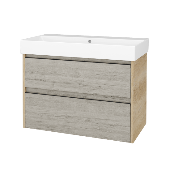 Skříňka pod umyvadlo BONO SZZ2 85 (umyvadlo Glance)  - D15 Nebraska - Úchytka T33 - černá mat - D05 Oregon