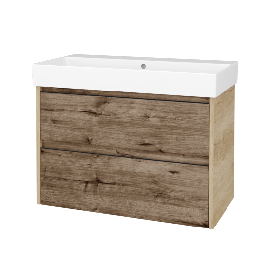 Skříňka pod umyvadlo BONO SZZ2 85 (umyvadlo Glance)  - D15 Nebraska - Úchytka T33 - černá mat - D23 Herkules