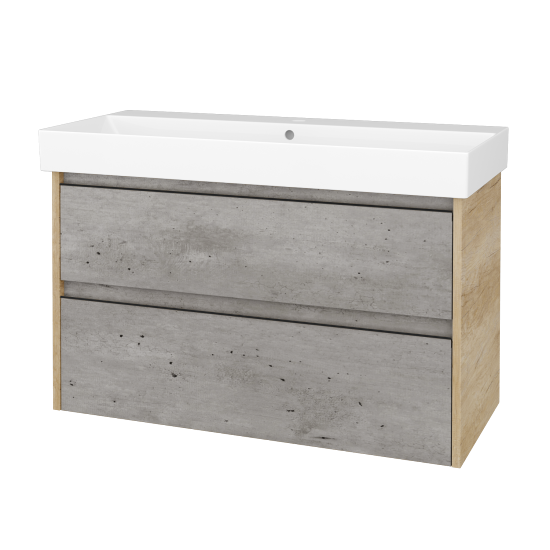 Skříňka pod umyvadlo BONO SZZ2 100 (umyvadlo Glance)  - D15 Nebraska - Úchytka T33 - černá mat - D01 Beton