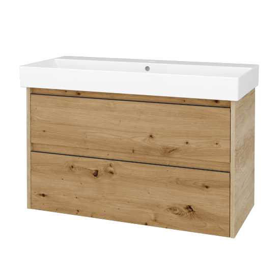 Skříňka pod umyvadlo BONO SZZ2 100 (umyvadlo Glance)  - D15 Nebraska - Úchytka T33 - černá mat - D22 Karamel