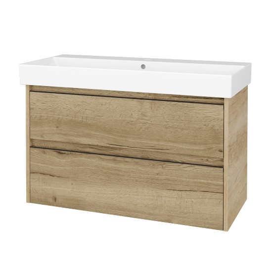 Skříňka pod umyvadlo BONO SZZ2 100 (umyvadlo Glance)  - D15 Nebraska - Úchytka T33 - černá mat - D26 Ontario