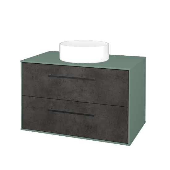 Skříňka pod umyvadlo KVADRO SZZ2 80 (umyvadlo Circo)  - M18 Mint mat - Úchytka T06 - D16 Beton tmavý - Ne