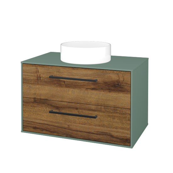Skříňka pod umyvadlo KVADRO SZZ2 80 (umyvadlo Circo)  - M18 Mint mat - Úchytka T06 - D27 Cognac - Ne