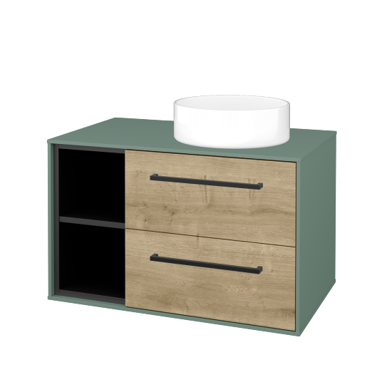 Skříňka pod umyvadlo KVADRO SZZ2O2L 80 (umyvadlo Circo)  - M18 Mint mat - Úchytka T06 - D09 Arlington - Ne