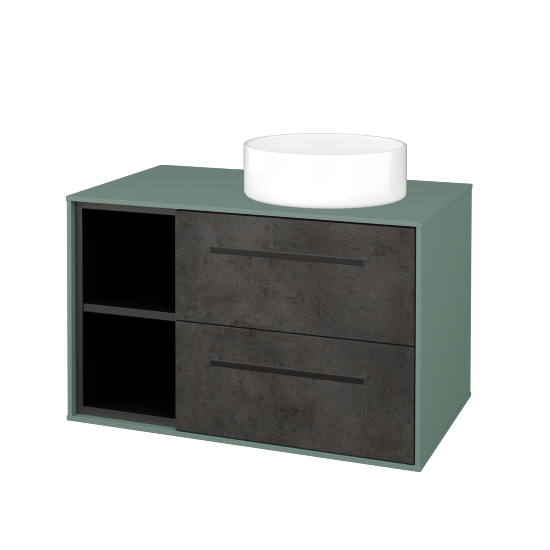 Skříňka pod umyvadlo KVADRO SZZ2O2L 80 (umyvadlo Circo)  - M18 Mint mat - Úchytka T06 - D16 Beton tmavý - Ne