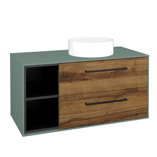 Skříňka pod umyvadlo KVADRO SZZ2O2L 100 (umyvadlo Circo)  - M18 Mint mat - Úchytka T06 - D27 Cognac - Ne