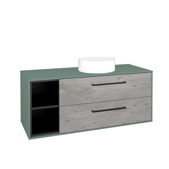 Skříňka pod umyvadlo KVADRO SZZ2O2L 120 (umyvadlo Circo)  - M18 Mint mat - Úchytka T06 - D01 Beton - Ne