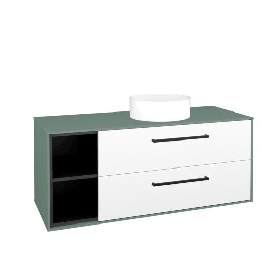 Skříňka pod umyvadlo KVADRO SZZ2O2L 120 (umyvadlo Circo)  - M18 Mint mat - Úchytka T06 - N01 Bílá lesk - Ne