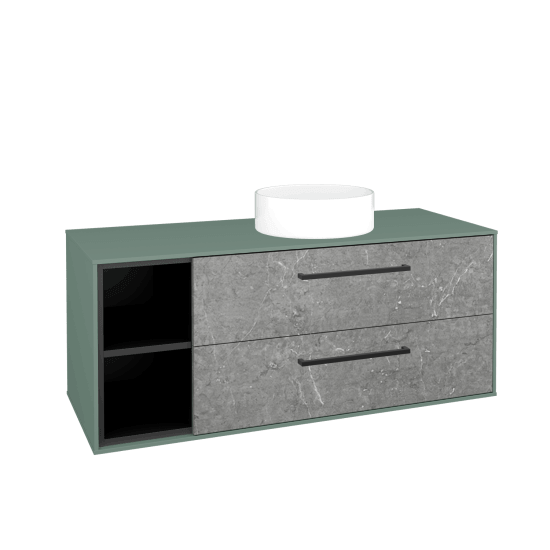 Skříňka pod umyvadlo KVADRO SZZ2O2L 120 (umyvadlo Circo)  - M18 Mint mat - Úchytka T06 - D20 Galaxy - Ne