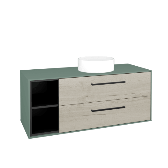 Skříňka pod umyvadlo KVADRO SZZ2O2L 120 (umyvadlo Circo)  - M18 Mint mat - Úchytka T06 - D28 Alberta - Ne