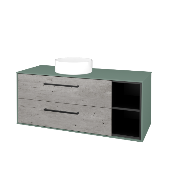 Skříňka pod umyvadlo KVADRO SZZ2O2P 120 (umyvadlo Circo)  - M18 Mint mat - Úchytka T06 - D01 Beton - Ne