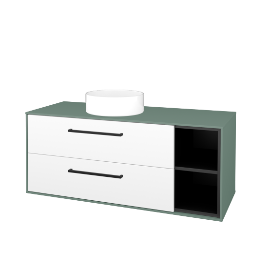 Skříňka pod umyvadlo KVADRO SZZ2O2P 120 (umyvadlo Circo)  - M18 Mint mat - Úchytka T06 - N01 Bílá lesk - Ne