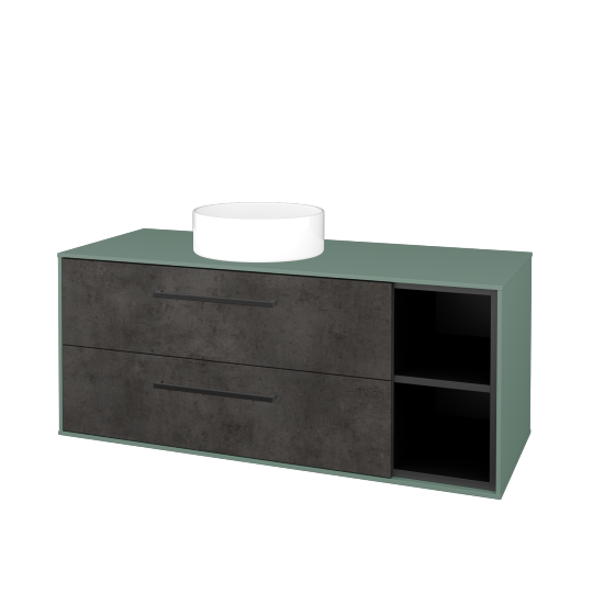 Skříňka pod umyvadlo KVADRO SZZ2O2P 120 (umyvadlo Circo)  - M18 Mint mat - Úchytka T06 - D16 Beton tmavý - Ne